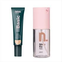 Kit Nina Makeup Base Líquida Basic Cor1+Bruma Fixadora Fix Kit Nina Makeup Base Líquida Basic Cor1+Bruma Fixadora Fix