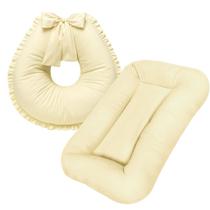 KIt Ninho Casulinho e Amamentar Babado Lisa Grande com Laço