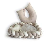 KIT Ninho de Bebê Trança com Mosquiteiro Travesseiro e Almofada de amamentação Marybaby 30020 - BEGE