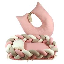 KIT Ninho de Bebê Trança com Mosquiteiro Travesseiro e Almofada de amamentação Marybaby 30020