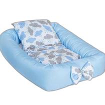 Kit Ninho Para Bebês Redutor De Berço Chuva De Amor Azul