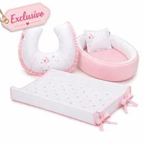 Kit Ninho Redutor Almofada Amamentação e Trocador Bordado Batistela Baby Kit Ninho Redutor Almofada Amamentação e Trocador Bordado Batistela Baby
