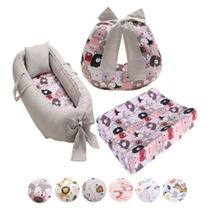 Kit Ninho Redutor Bebê + Trocador Impermeável e Almofada Amamentação Menina Menino