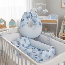 Kit Ninho Redutor com Almofada Amamentação para Bebê Menino Balão Azul