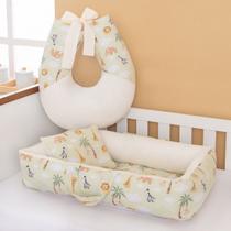 Kit Ninho Redutor com Almofada Amamentação para Bebê Menino Safari Palha