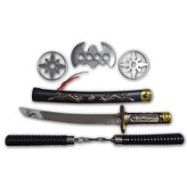 Kit Ninja Espada Katana Nunchako Shuriken Infantil Samurai Kit Ninja Espada Katana Nunchako Shuriken Infantil Samurai
