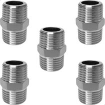 Kit Niple Sextavado Rosca Macho ½ Polegada Metal Inox Conector Encanamento Hidráulico Adaptador Duplo Kit Niple Sextavado Rosca Macho ½ Polegada Metal Inox Conector Encanamento Hidráulico Adaptador Duplo