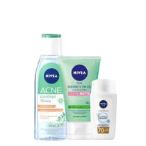 Kit Nivea Acne Control Sabonete, Tônico e Protetor Solar Facial Para Pele Oleosa e Acneica