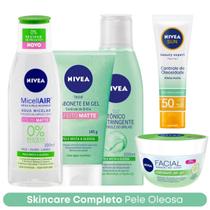 Kit Nivea: Água Micelar Matte + Sabonete Efeito Matte + Tônico Adstringente + Hidratante Pepino + Filtro Solar FPS50