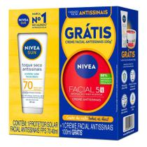 Kit Nivea Antissinais Protetor Solar Facial Toque Seco FPS70 40ml + Creme Facial 100g