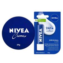 Kit Nivea Care Creme Hidratante Latinha Azul 29g + Hidratante Labial 4,8g Kit Nivea Care Creme Hidratante Latinha Azul 29g + Hidratante Labial 4,8g