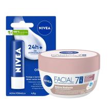 Kit Nivea Hidratante Labial Original Care 4,8g + Hidratante Facial Beleza Radiante 7 em 1 100g Kit Nivea Hidratante Labial Original Care 4,8g + Hidratante Facial Beleza Radiante 7 em 1 100g