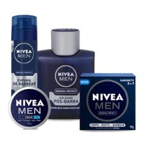 Kit NIVEA MEN Sabonete em Barra Original Protect 3 em 1 + Espuma de Barbear Original Protect + Bálsamo Pós Barba Hidratante + Nivea Men Creme 4 em 1