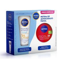 Kit nivea protetor facial toque seco fps70 + creme antissinais