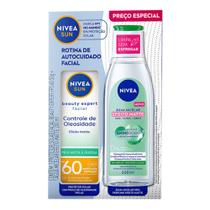Kit Nivea Protetor Solar Facial Beauty Expert Controle de Oleosidade FPS 60 50g Água Micelar Efeito Matte 7 em 1 200ml