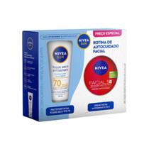 Kit Nivea Sun Protetor facial antissinais FPS 70 40ml ,creme antissinais .