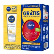 Kit Nivea Sun Protetor Solar FPS70 + Creme Facial Antissinais 100g Nivea