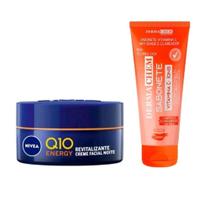 Kit NiveaQ10 Energy Vit C Facial Noite + Sabonete Facial Dermachem Anti-Sinais Clareador Vitamina C