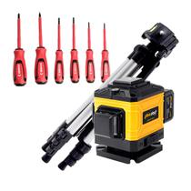Kit Nível a Laser 3D Profissional com Tripé Chaves Isoladas 12 Linhas, Laser Verde 360