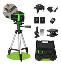 Kit Nível A Laser Verde 12 Linhas Esquadro + Suporte + Tripé