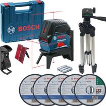 Kit Nível Laser Linhas Vermelhas Bosch Gcl 2 15 15m Com Tripé e 5 Discos