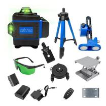 Kit Nível Laser Profissional 4d 16 Linha Verde C/ Tripé 30mt