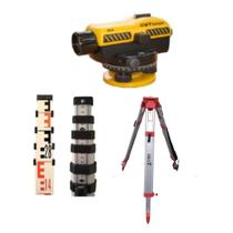 Kit Nível Óptico Automático 32x com Mira de 7m e Tripé para Topografia KTS-K62