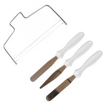 Kit Nivelador Cortador Fatiador Espátulas Confeiteiro Bolos Ajustável Confeitaria Nivela Decorativa