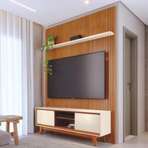Kit Noah painel com prateleira e Rack com Painel Cinamomo/Off-White