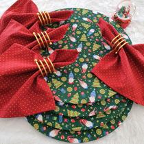 Kit noel jogo supla anel natal poá vermelho base 8 pçs