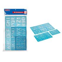 Kit Normógrafo Azul C/ 3 Réguas De Letras e Números - Waleu Kit Normógrafo Azul C/ 3 Réguas De Letras e Números - Waleu