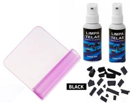 Kit Note - Proteção e Limpeza - Pelicula p/ Teclado, Limpa Tela, Tampa Antipoeira Preto