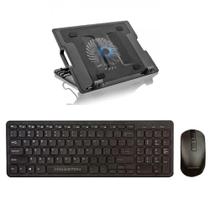 Kit Notebook Samsung Teclado + Mouse + Base Refrigeradora Cooler C/ Regulagem Altura - Multi Qualidade