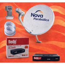 Kit Nova Parabólica, 1 Receptor Bedin BS9900s + Antena Ku + Lnbf Duplo + Cabo 15 metros + 2 Conectores Kit Nova Parabólica, 1 Receptor Bedin BS9900s + Antena Ku + Lnbf Duplo + Cabo 15 metros + 2 Conectores