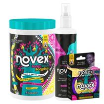 Kit Novex Santo Black Poderoso: Creme De Tratamento 1kg, Leave-In Day After 300ml e Gel Para Baby Hair 60g Kit Novex Santo Black Poderoso: Creme De Tratamento 1kg, Leave-In Day After 300ml e Gel Para Baby Hair 60g