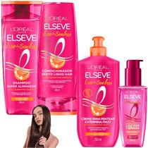 Kit Novo Liso dos Sonhos Creme de Pentear Leave In Elseve Loreal Paris Efeito Liquid Hair Liso Botox