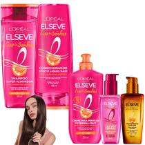 Kit Novo Liso dos Sonhos Sérum Leave In Oleo Extraordinário Elseve Loreal Paris Efeito Liquid Hair