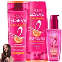 Kit Novo Liso dos Sonhos Sérum Leave In Prova de Umidade Elseve Loreal Paris Efeito Liquid Hair