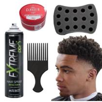 kit nudread 2 para cabelo afro 1 LAQUE EXTREME 1 ESPONJA M 1 PENTE 1 POMADA