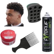 kit nudread 3 CABELO AFRO 1 LAQUE EXTREME 1 POMADA 1PENTE 1 ESPONJA TAM G