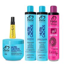 Kit Nutri Cachos Force Cosméticos Cachos Hidratados 5 Itens