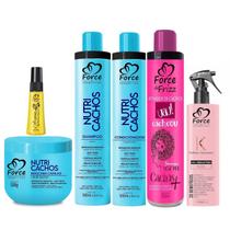 Kit Nutri Cachos Force Cosméticos Cachos Hidratados Perfeitos 6 itens