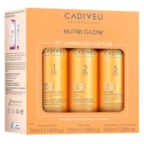 Kit Nutri Glow Mini Laminação Cadiveu 3x55ml Brilho Antifrizz Cabelos Nutridos e Saudáveis