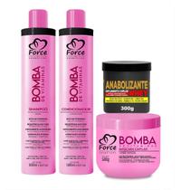 Kit Nutrição Capilar Bomba de Vitaminas Máscara Capilar Antiqueda Force Cosméticos 4 Itens