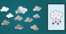 Kit Nuvem - Espelho Decorativo Nuvens + Placa Infantil Nuvem