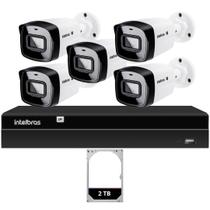 Kit Nvr Intelbras Nvd 1408P Poe HD 2T 5 Câmeras Ip Vipc Full