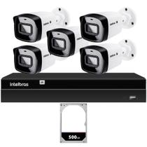 Kit Nvr Intelbras Nvd 1408P Poe HD 500Gb 5 Câmeras Ip Full