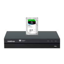 Kit NVR iNVD 1016 Gravador Digital de Vídeo em Rede Inteligente 16 canais IP 12MP Reconhecimento Facial Black Intelbras + HD Seagate SkyHawk 4TB