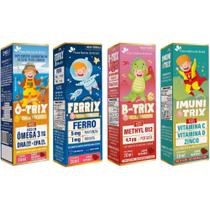 KIT Ô-Trix + Ferrix + B-Trix + Imunitrix - Flora Nativa Sabor:Morango KIT Ô-Trix + Ferrix + B-Trix + Imunitrix - Flora Nativa Sabor:Morango