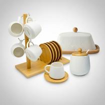 Kit Oasis Xicaras C/suporte Açucareiro Mantegueira Ceramica